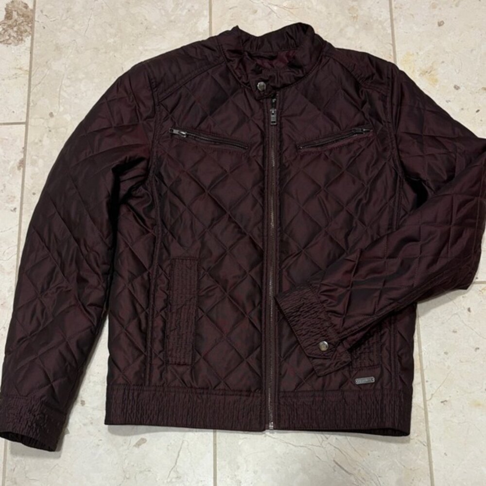 Guess Men's Quilted Jacket - Dark Burgundy